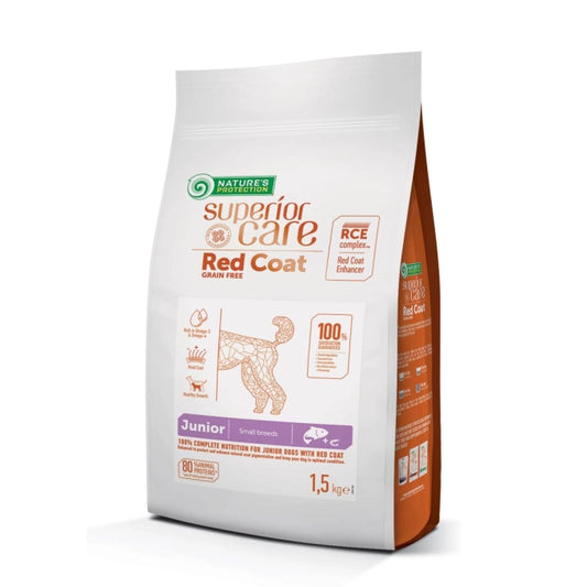 SUPERIOR CARE RED COAT GRAIN FREE SALMON JUNIOR СУХА ХРАНА ЗА КУЧЕТА ОТ МАЛКИ ПОРОДИ СЪС СЬОМГА, 1.5 КГ