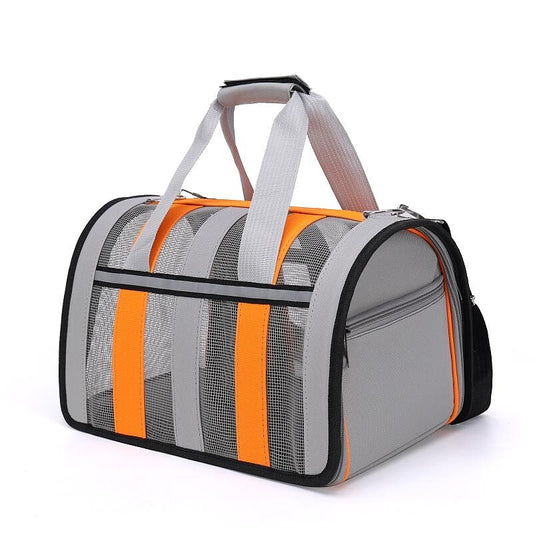 PAW COUTURE чанта за носене на домашни любимци 48x27x27 см, размер L, бяло/оранжево